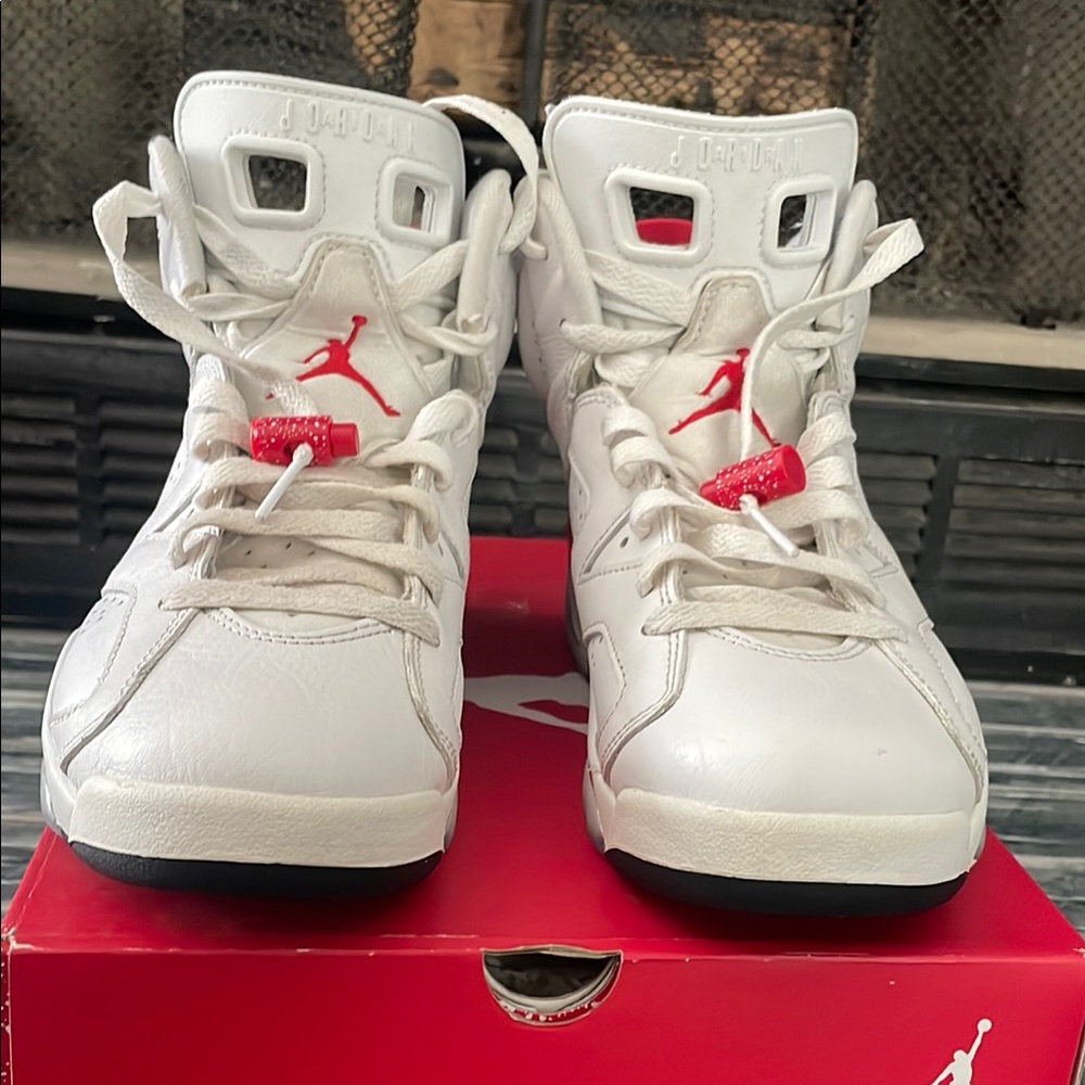 Jordan Kids' White and Red Sneakers